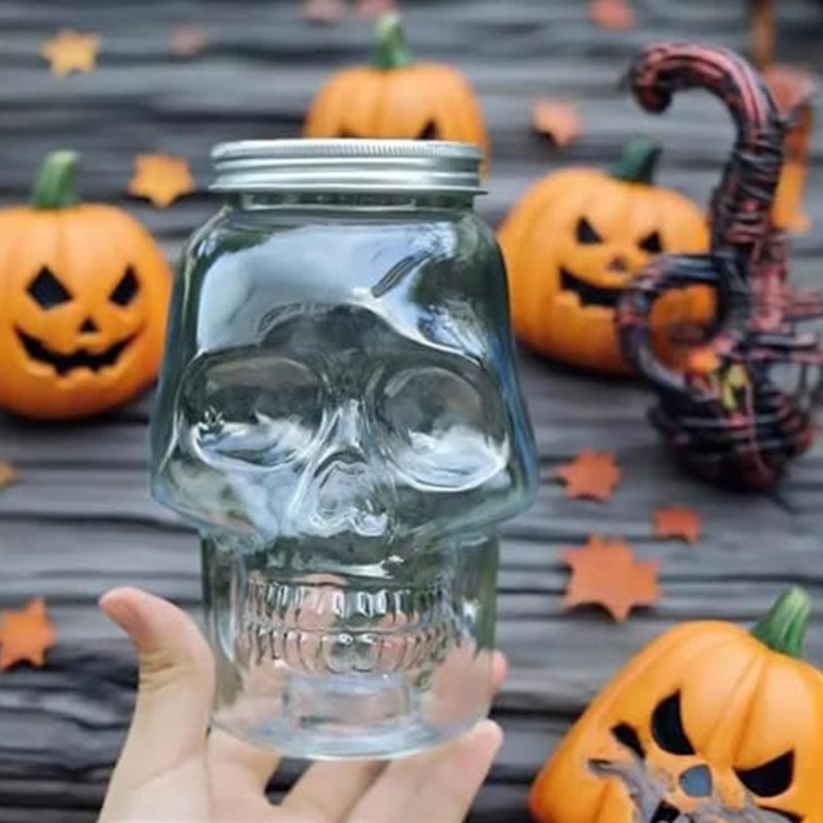 Home Bar Setup - Skull Jars With Lid 500ml/800ml Reusable