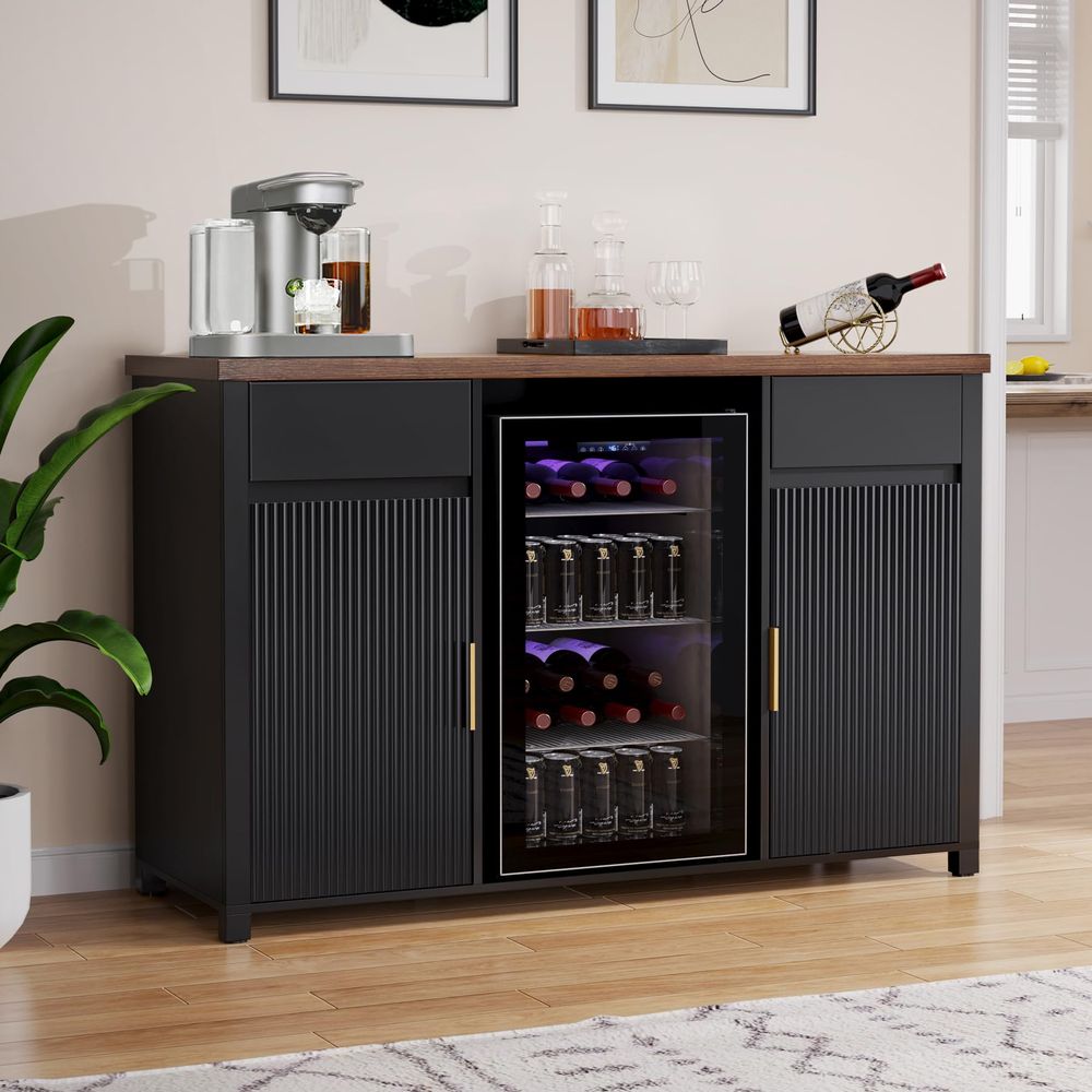 Home Bar And Fridge - Large Coffee Bar Cabinet with Fridge