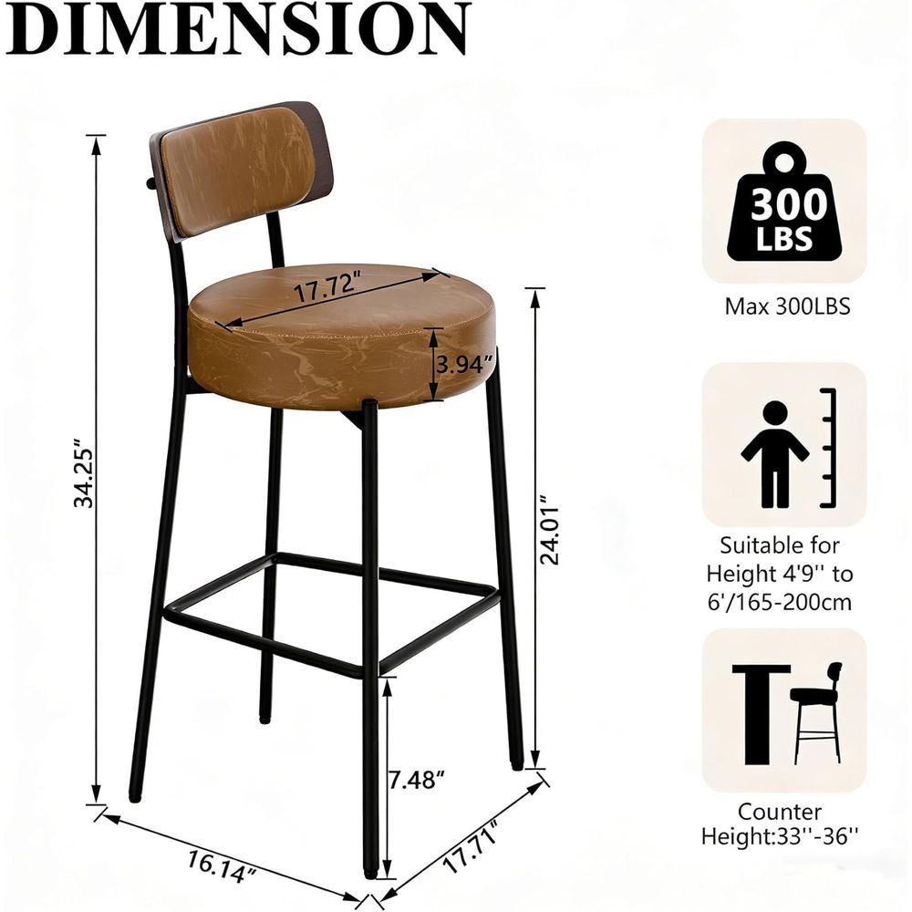 Brown Bar Stools Set o 3, Leat - Home Bar Stools review and price