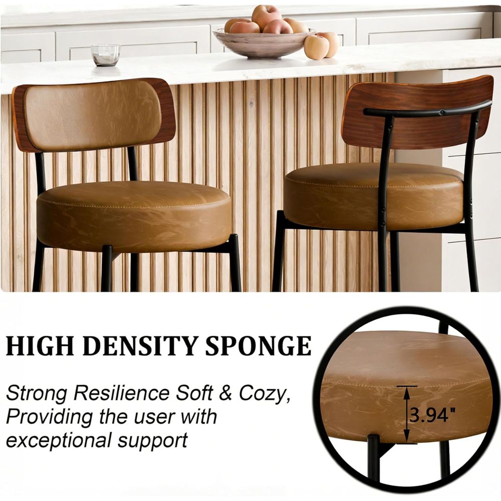 Brown Bar Stools Set o 3, Leat - Home Bar Stools review and price