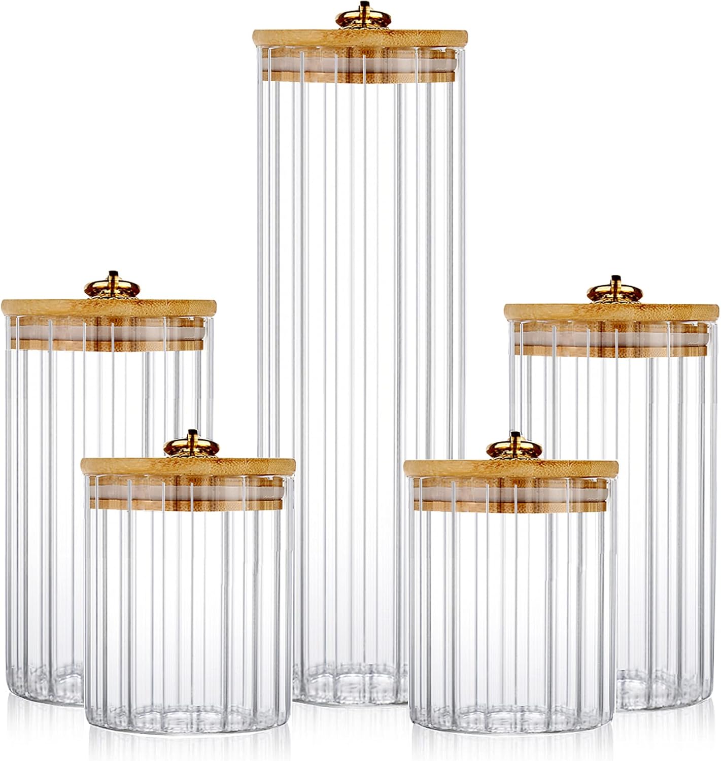 Glass Storage Jars Set of 5, D - Home Bar And Kitchen review and price