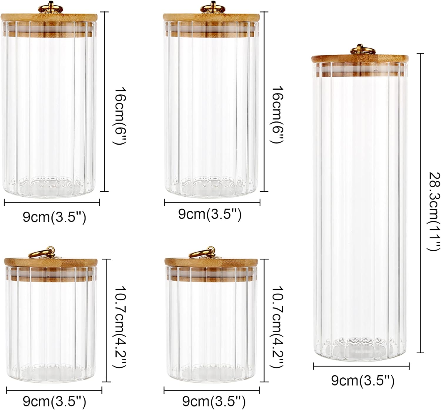 Glass Storage Jars Set of 5, D - Home Bar And Kitchen review and price