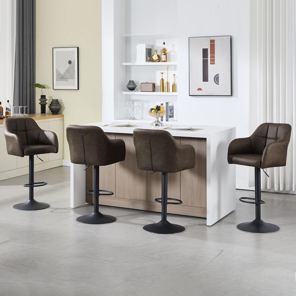 Set of 4 Swivel Leather Bar St - Home Bar Stools review and price