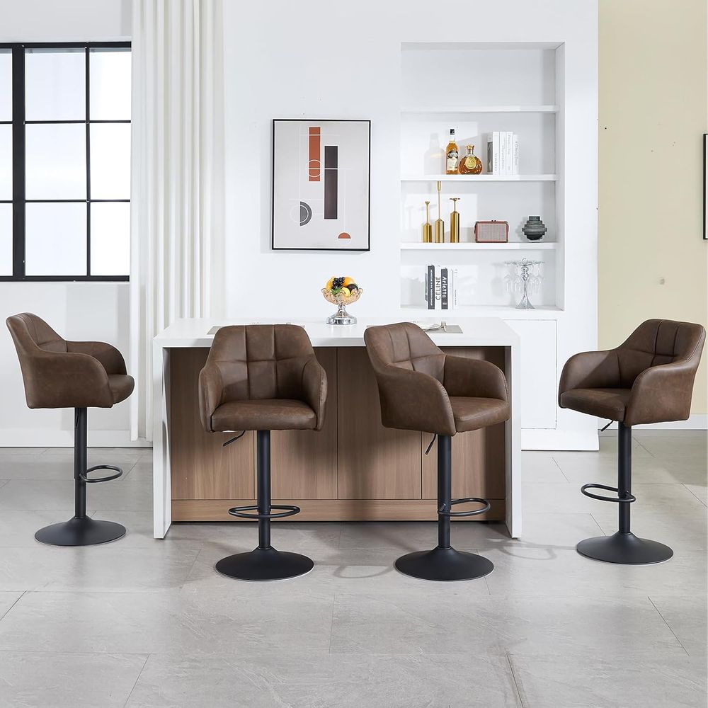 Set of 4 Swivel Leather Bar St - Home Bar Stools review and price