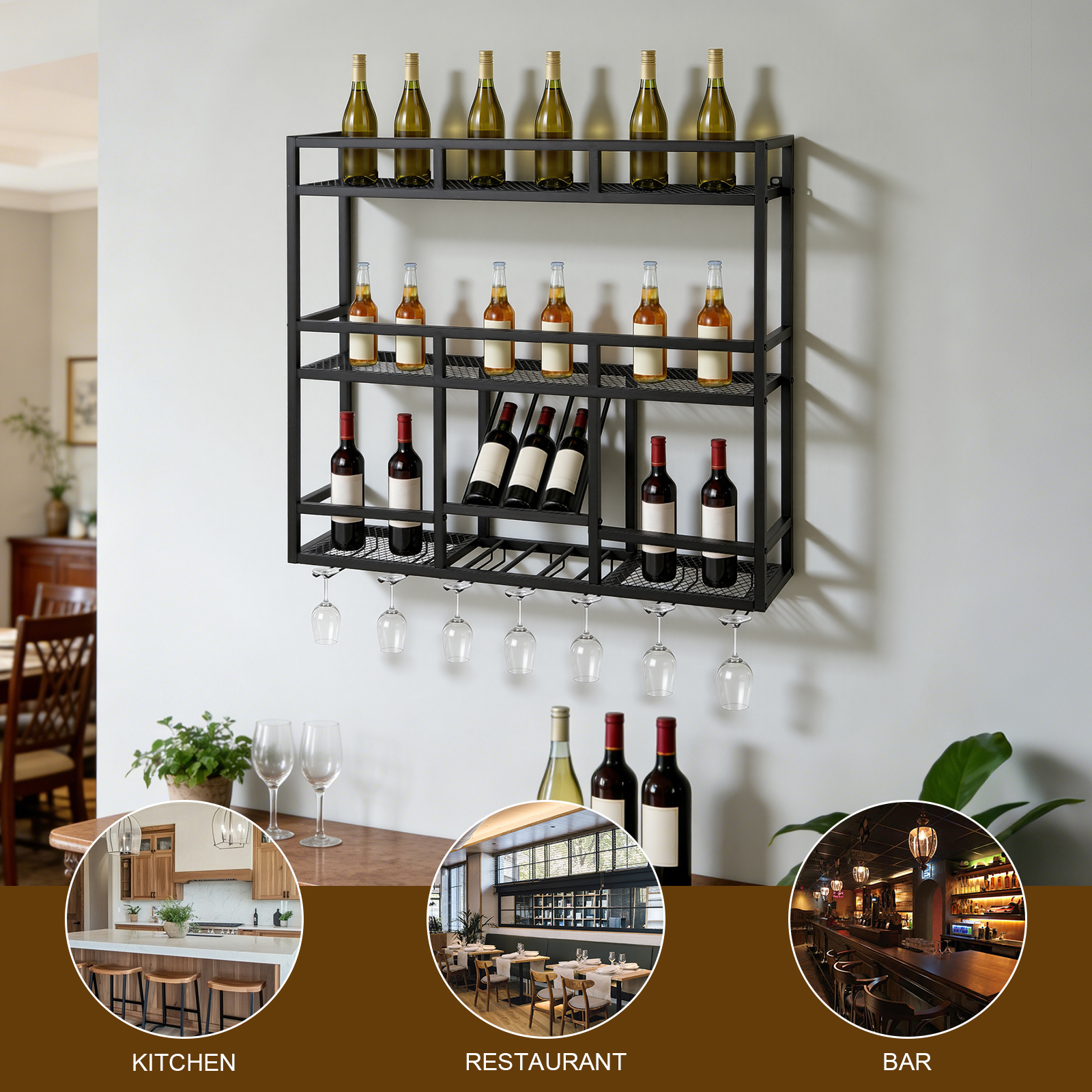 3 Tiers Floating Wine Bottle S - Home Bar Stand review and price