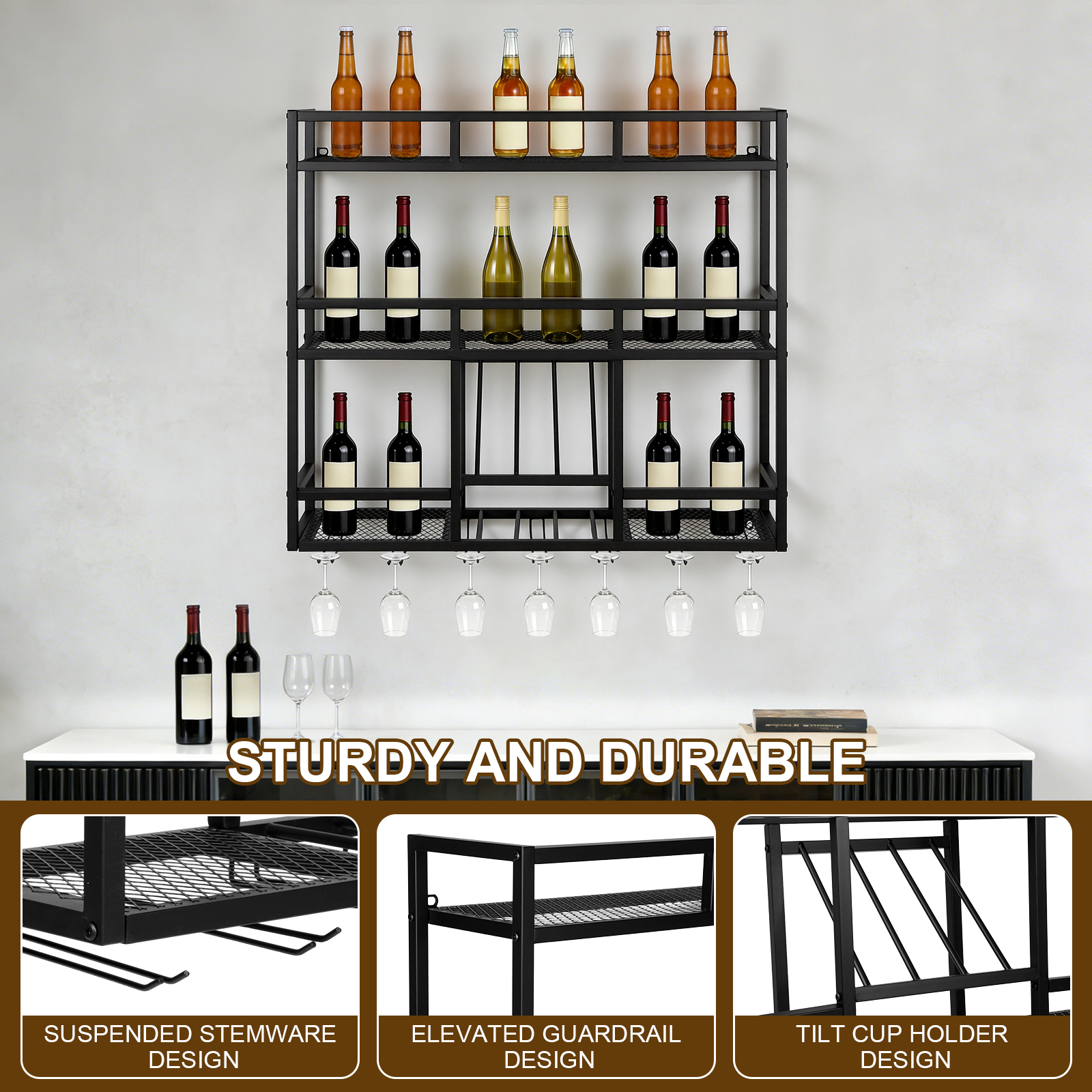 3 Tiers Floating Wine Bottle S - Home Bar Stand review and price