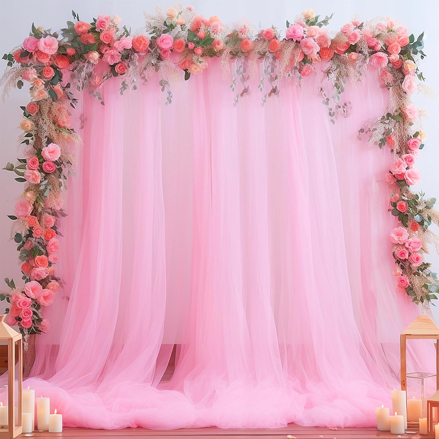 Pink Tulle Backdrop Curtain fo - Home Bargains review and price