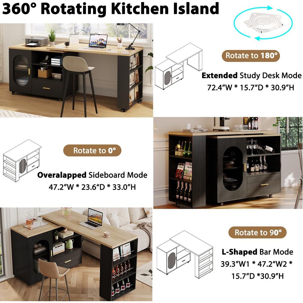 72 Swivel Kitchen Island with  - Home Bar Seating review and price