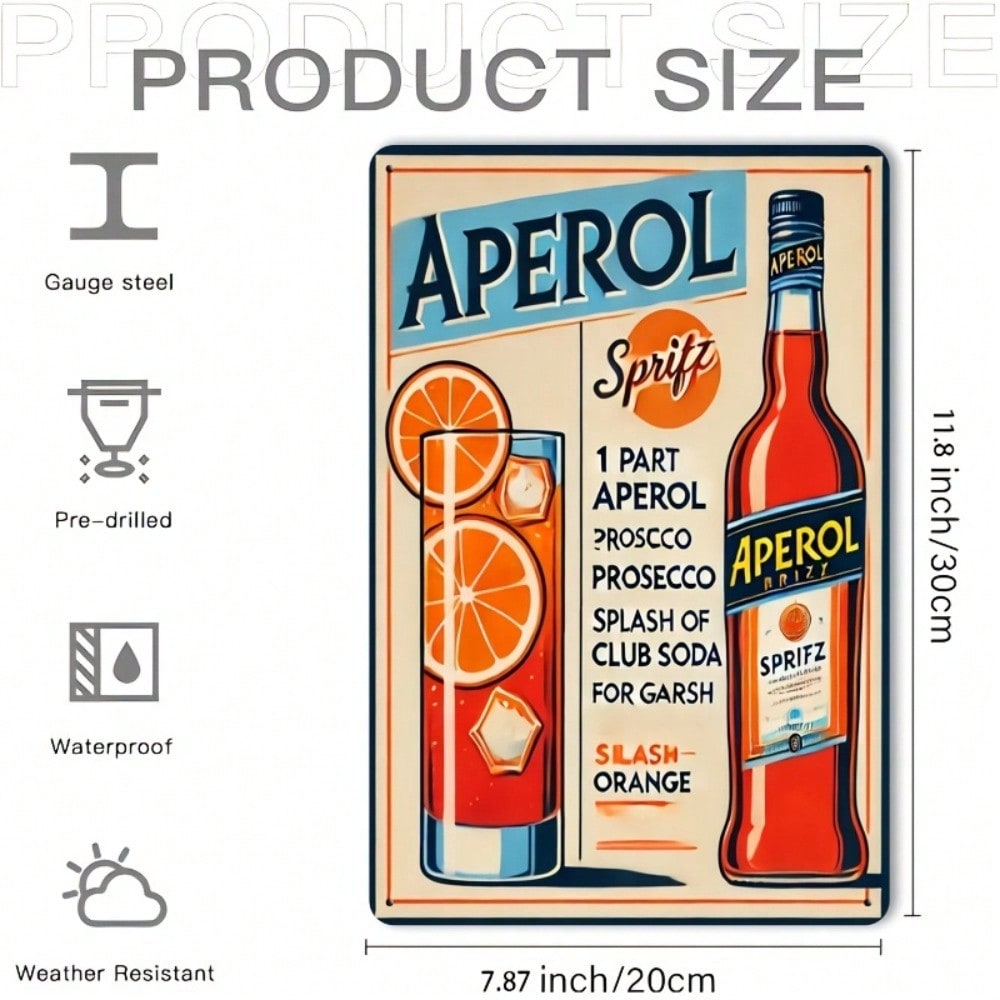 Vintage Aperol Spritz Metal Si - Home Bar And Kitchen review and price