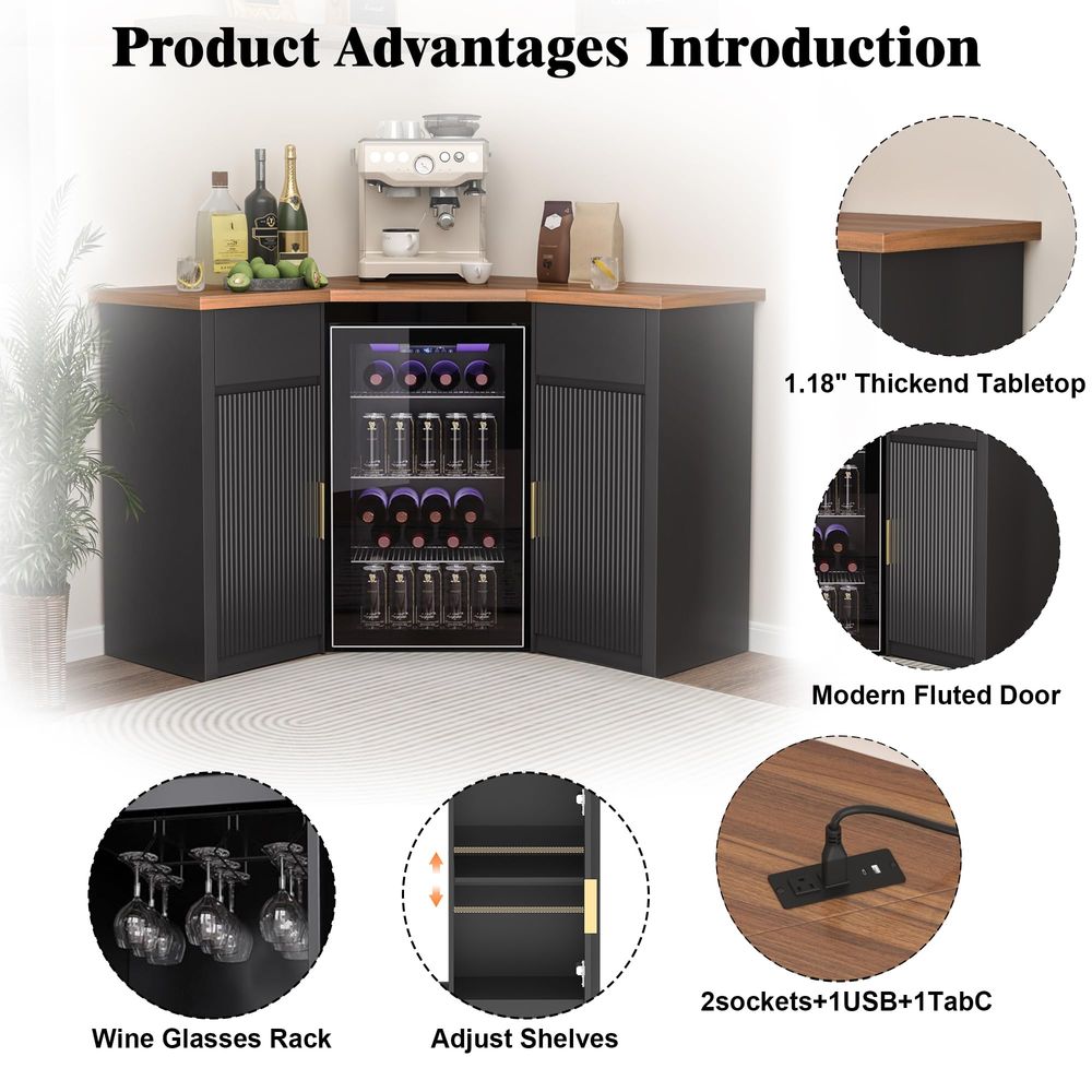 Corner Bar Cabinet with Fridge - Home Bar And Fridge review and price