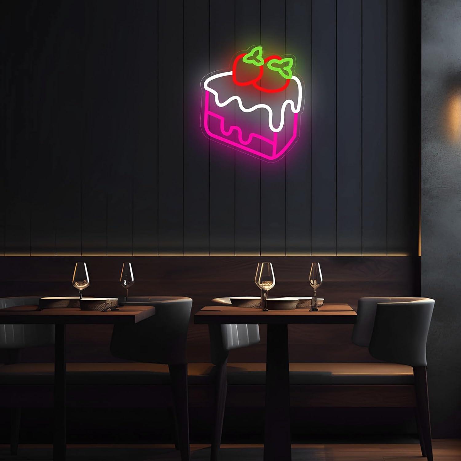 Strawberry Cake Neon Sign Frui - Home Bar And Kitchen review and price