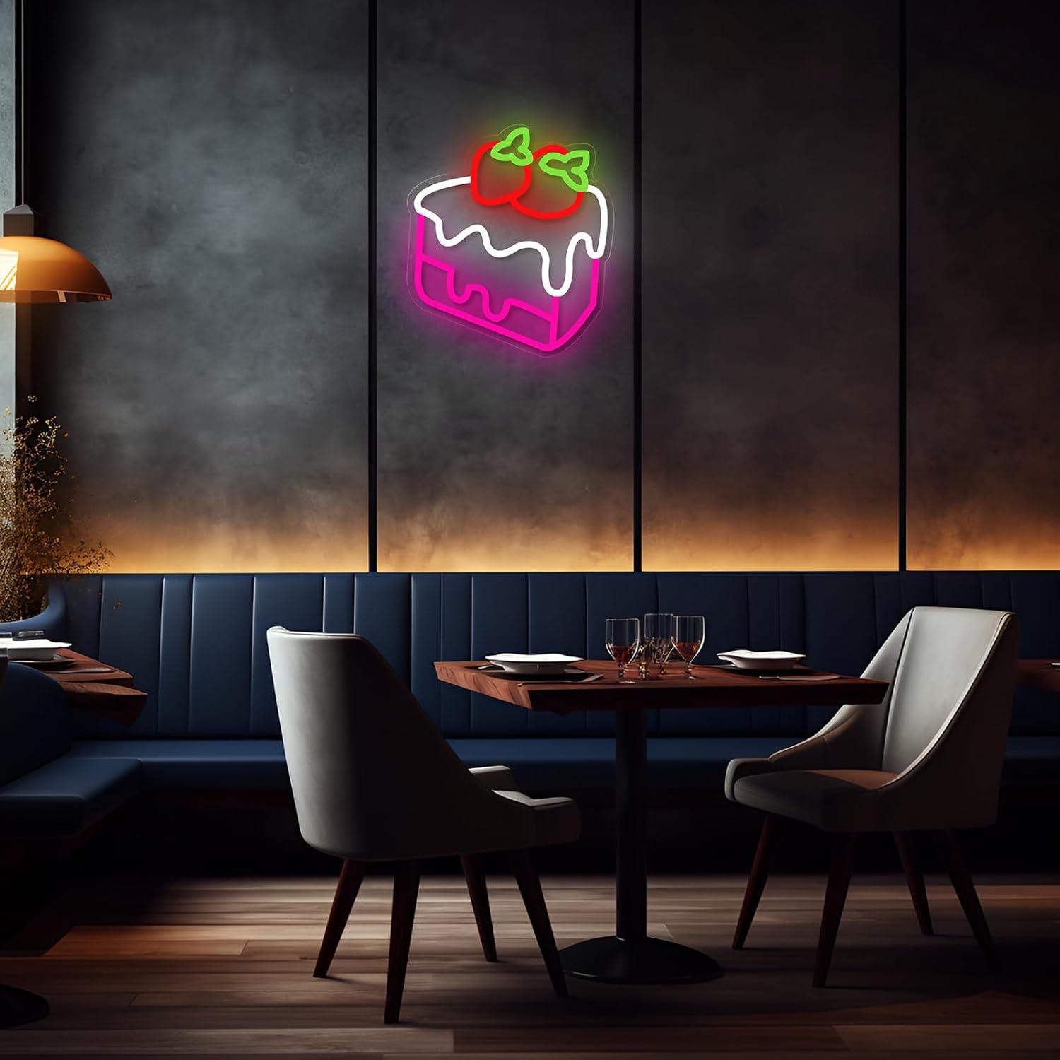 Strawberry Cake Neon Sign Frui - Home Bar And Kitchen review and price