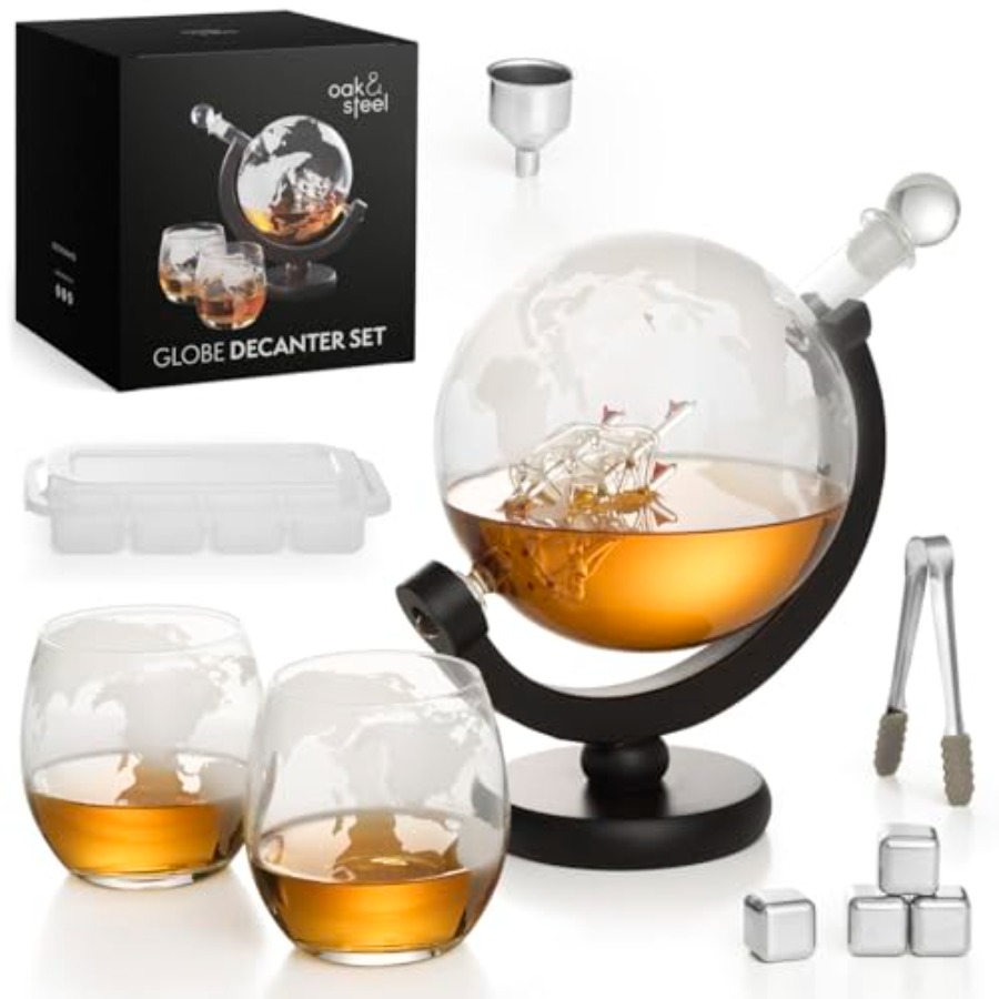 Oak Steel - 50 Oz Globe Whiske - Decanter Globe Set review and price