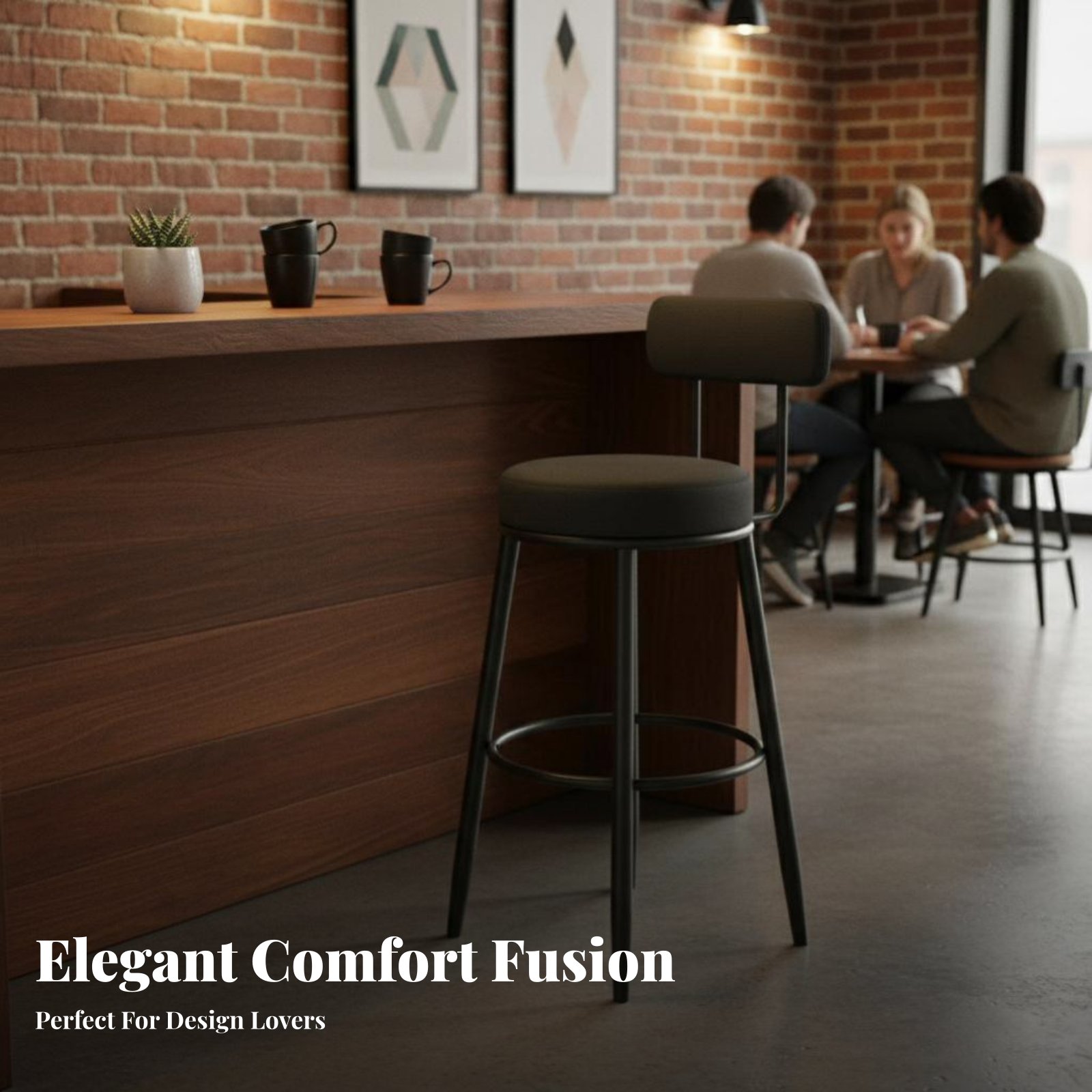 Upholstered Stool with Low Rea - Home Bar Seating review and price