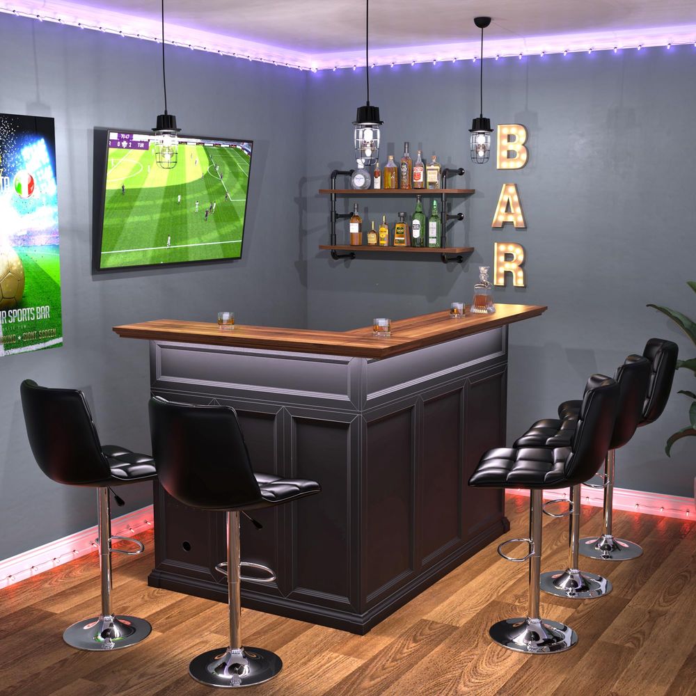 L Shaped Home Bar Cabinet with - Home Bar And Fridge review and price