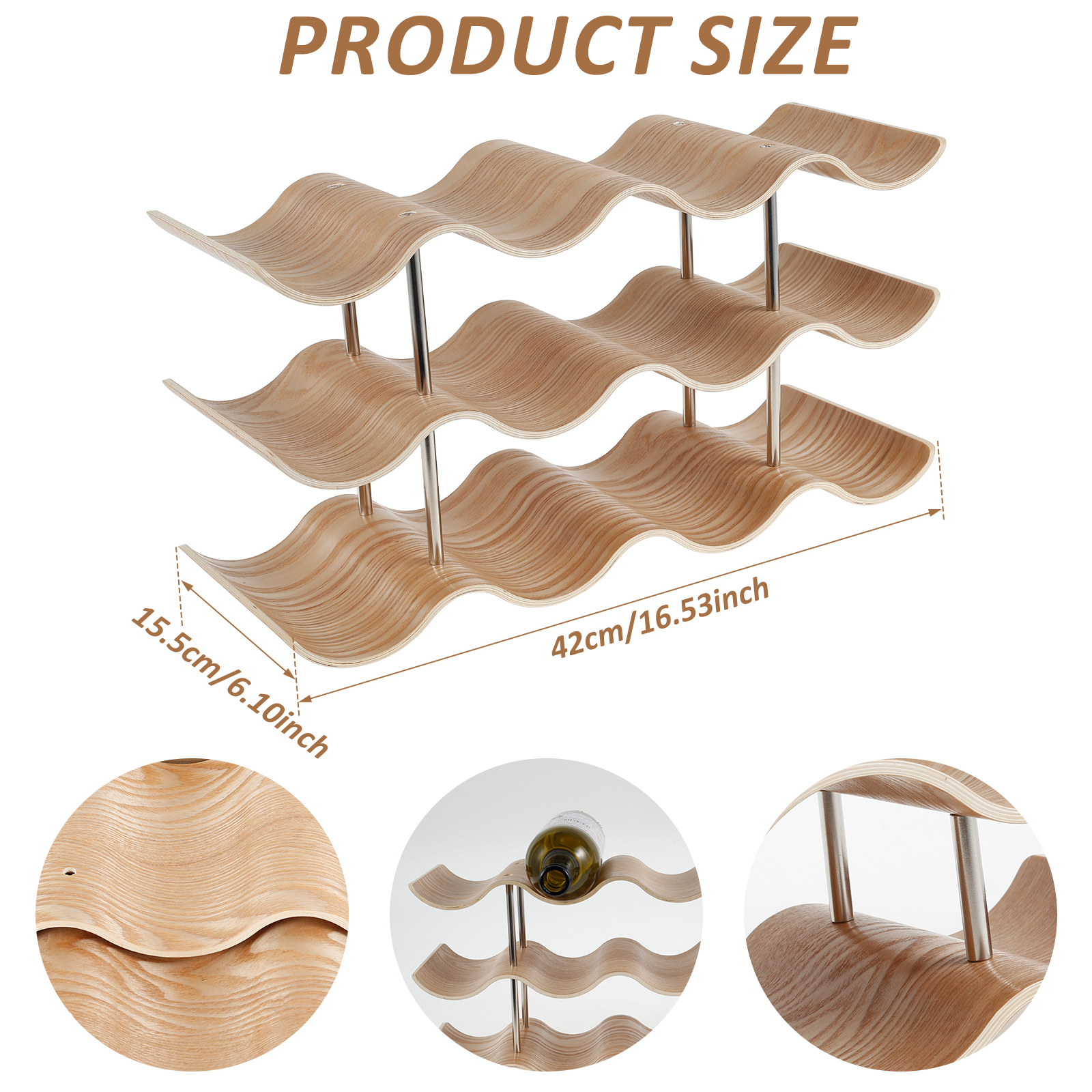 2/3-Tier Wooden Wine Rack Wavy - Home Bar And Cabinet review and price