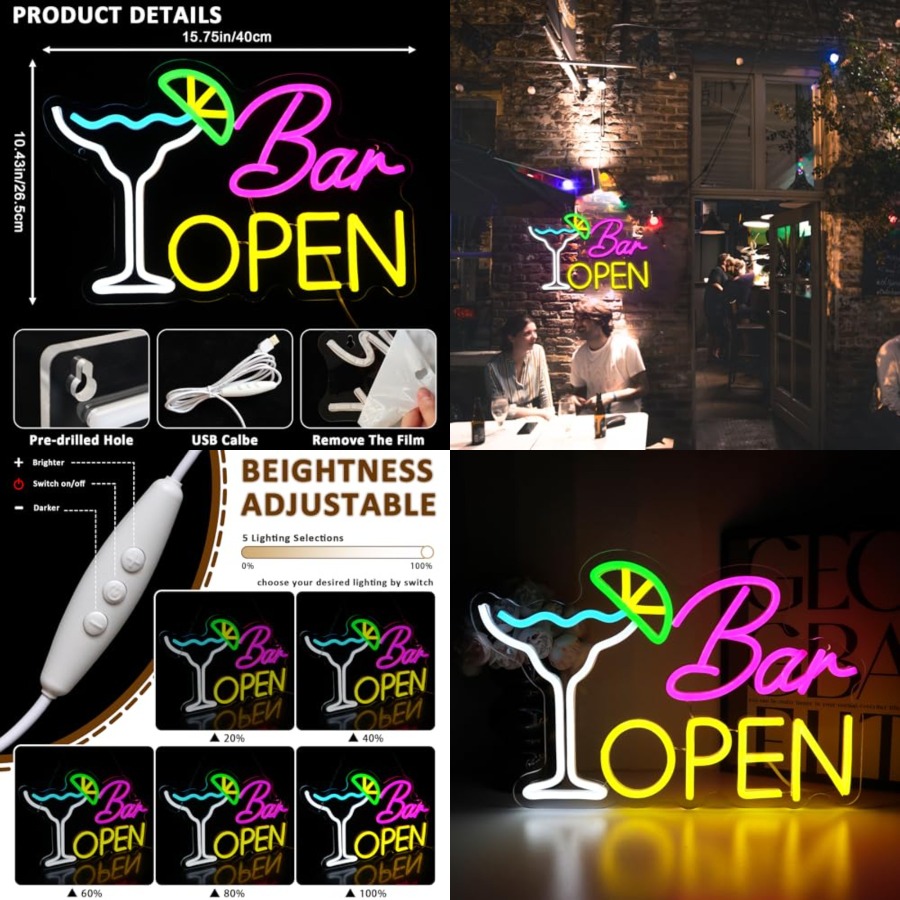Sign for Business, Neon Open S - Home Bar Cafe review and price
