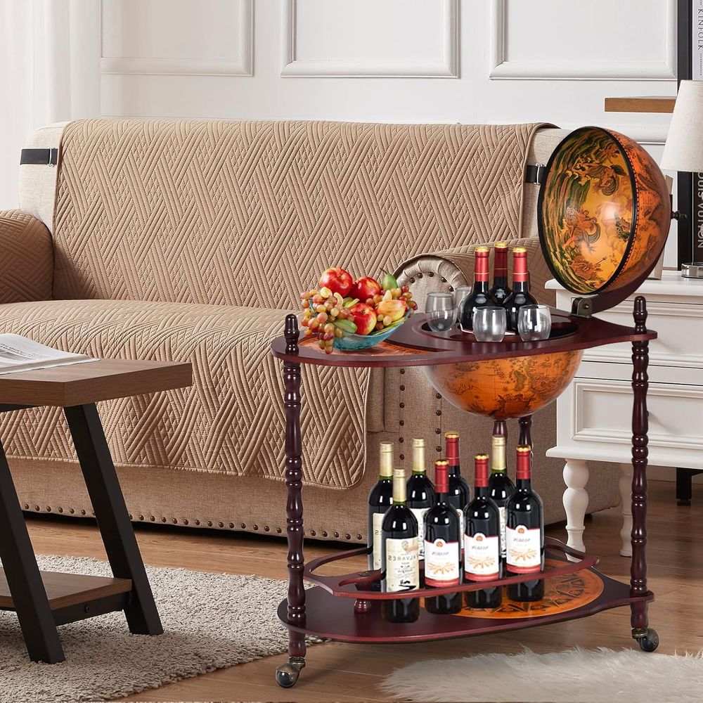 Vintage 34.5 Wheeled Globe Bar - Home Bar And Cabinet review and price