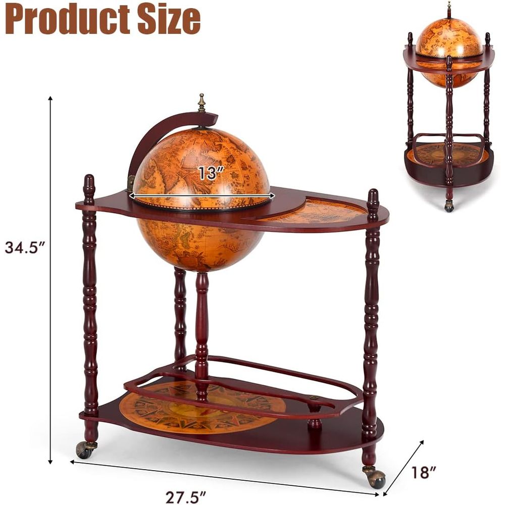 Vintage 34.5 Wheeled Globe Bar - Home Bar And Cabinet review and price