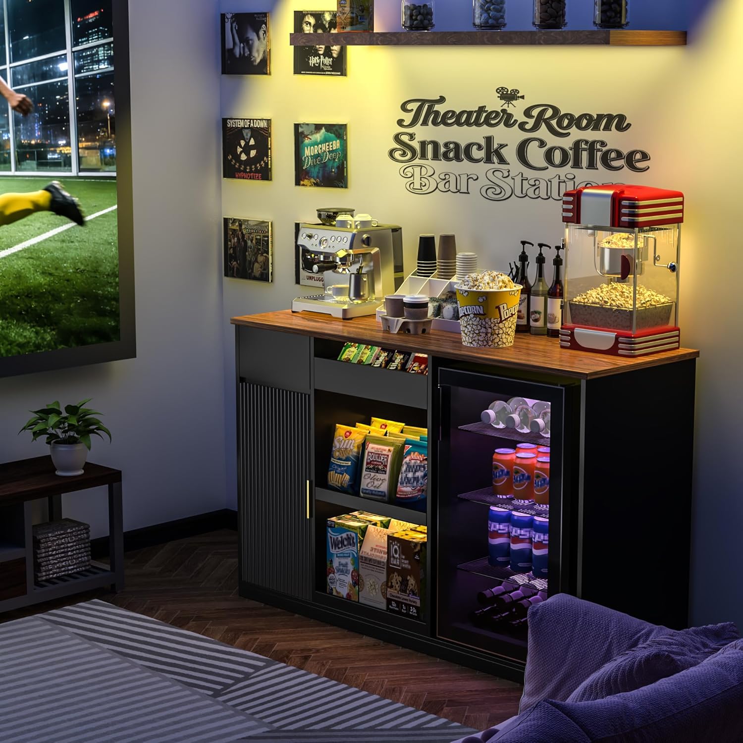 Snack Bar Cabinet with Fridge  - Home Bar And Theater review and price