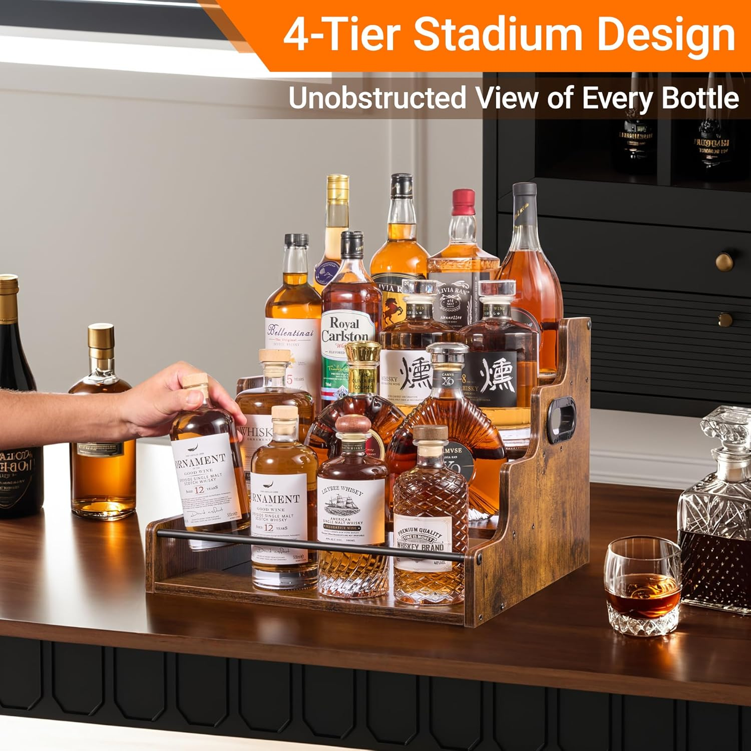 Liquor Bottle Display Shelf, C - Home Bar Stand review and price