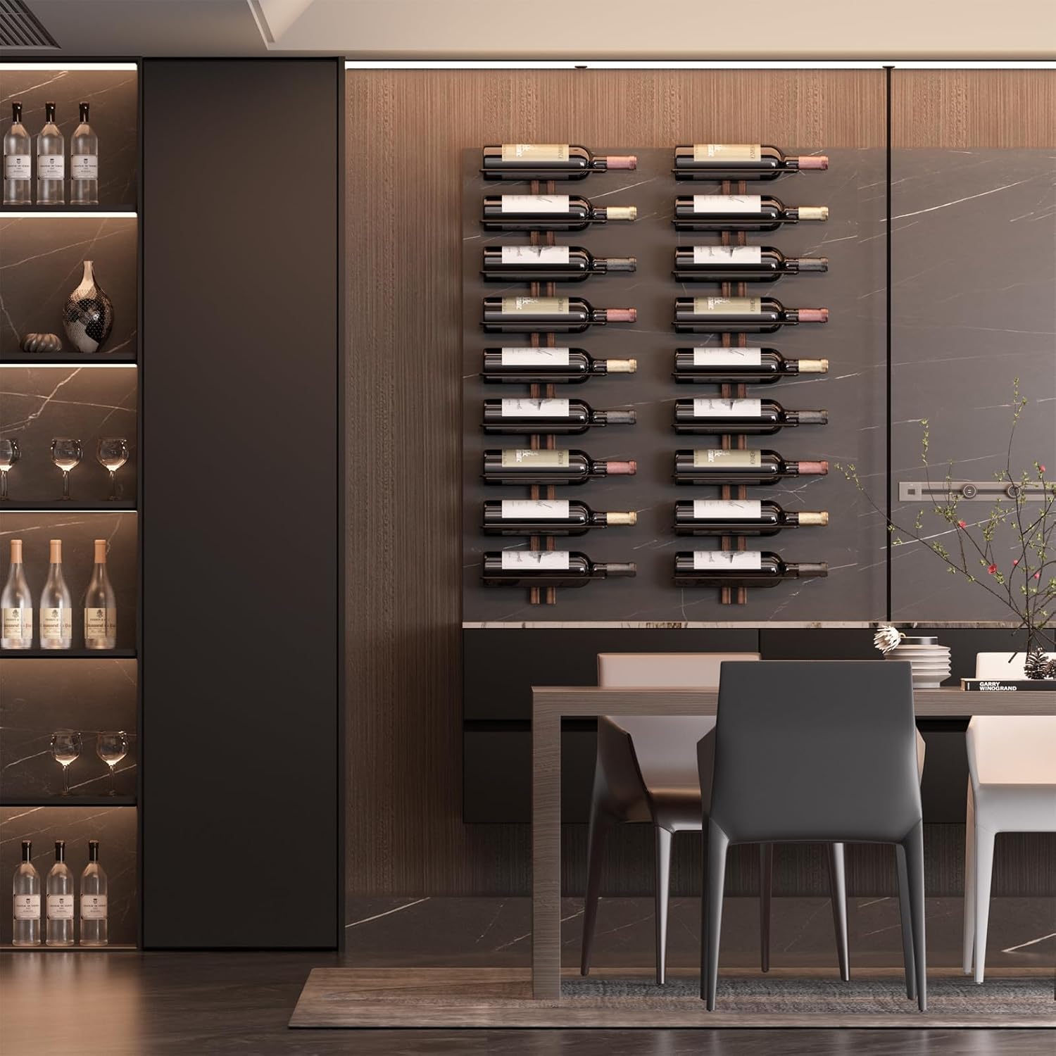 9-Bottle Wall-Mounted Golden W - Home Bar Stand review and price