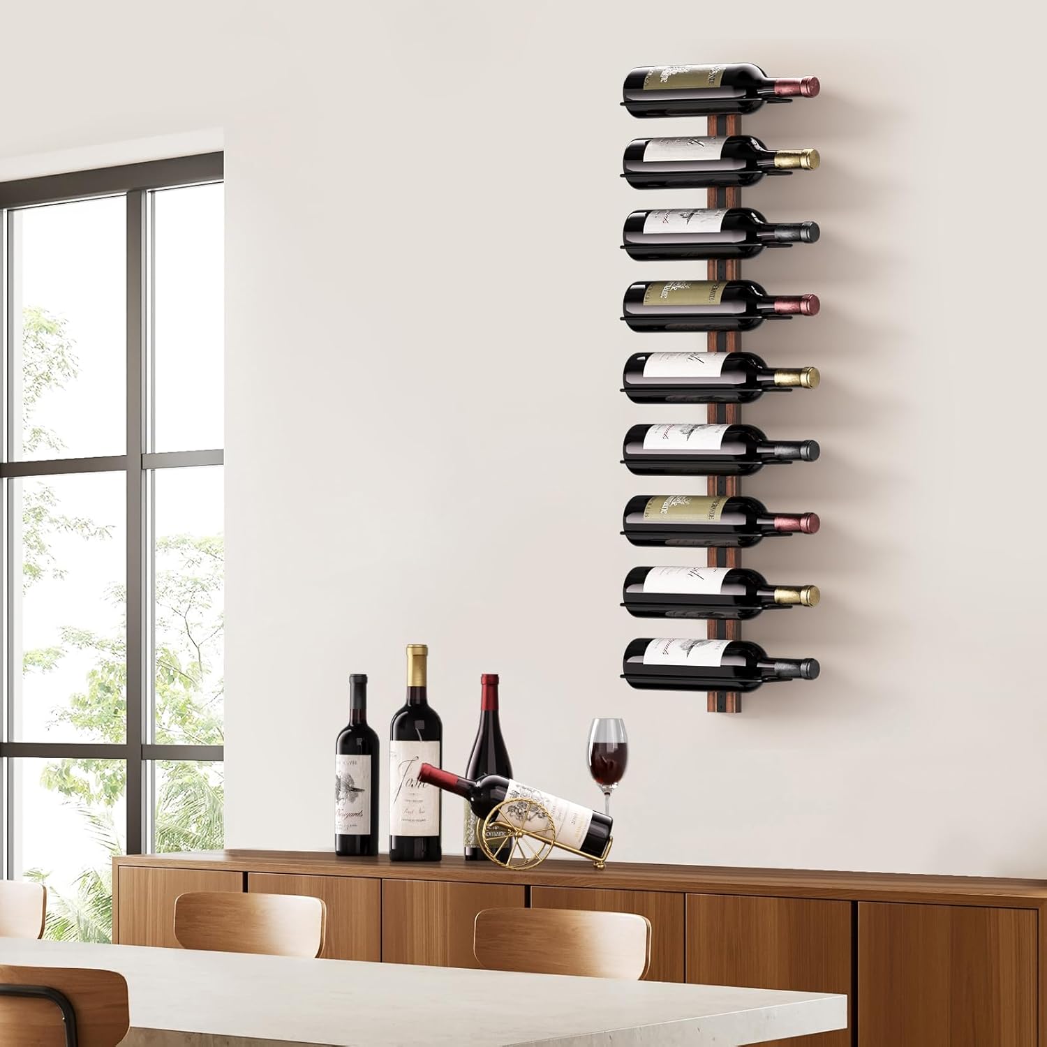 9-Bottle Wall-Mounted Golden W - Home Bar Stand review and price