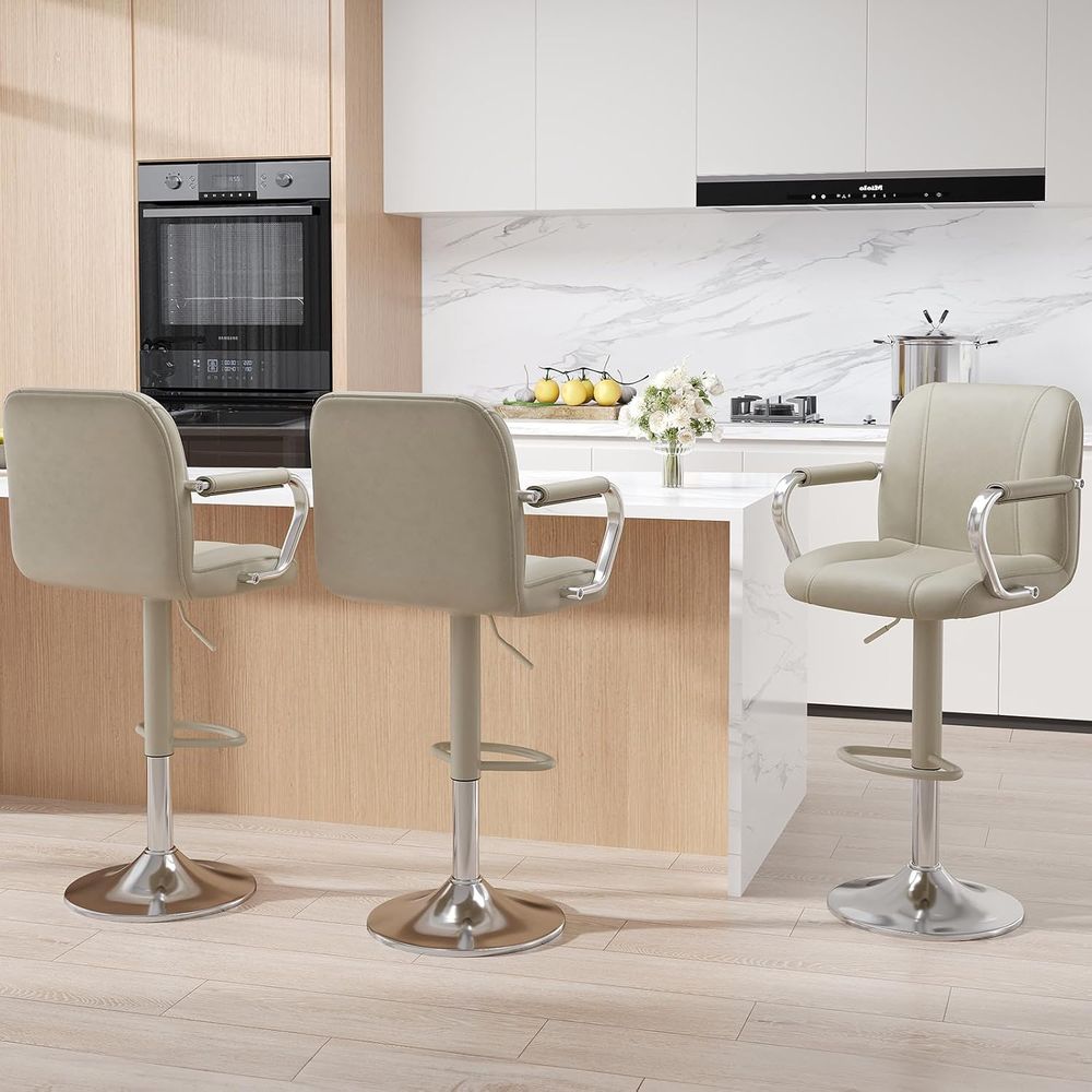 3 Beige Adjustable Swivel Coun - Home Bar Seating review and price