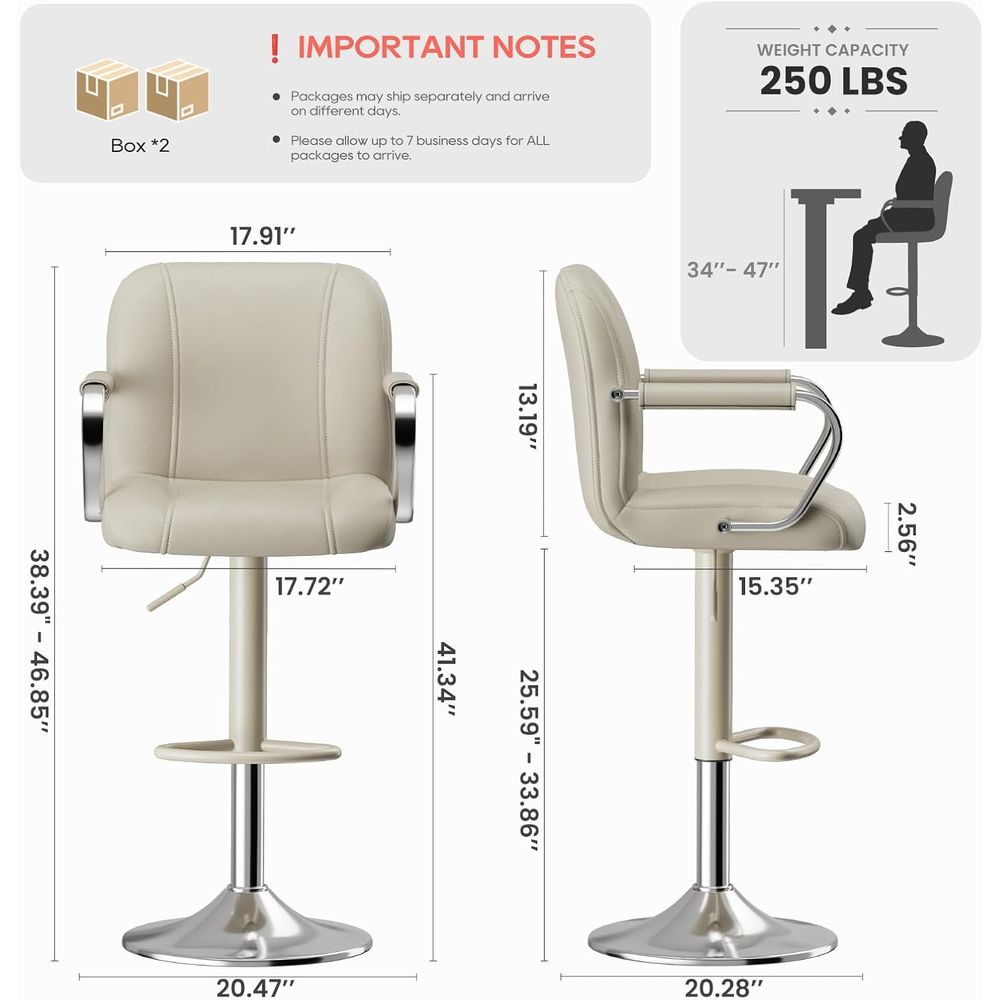 3 Beige Adjustable Swivel Coun - Home Bar Seating review and price