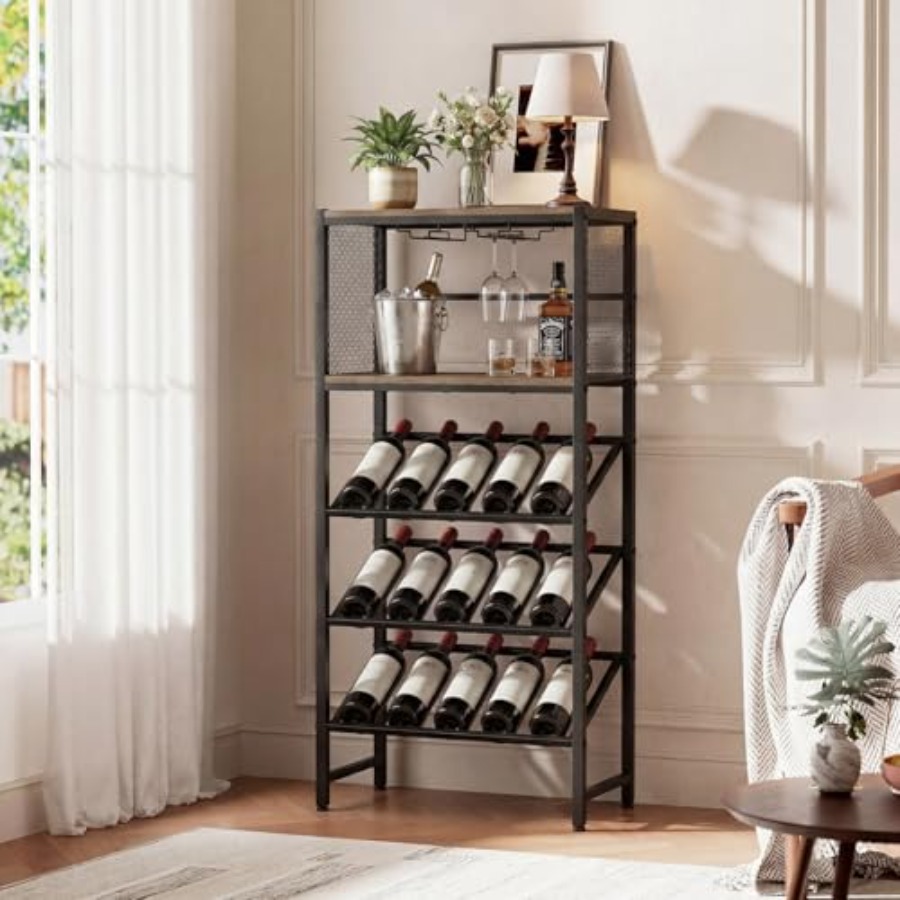 Corner Wine Rack with Glass Ho - Home Bar Stand review and price