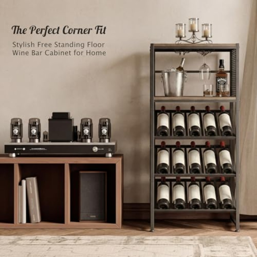 Corner Wine Rack with Glass Ho - Home Bar Stand review and price