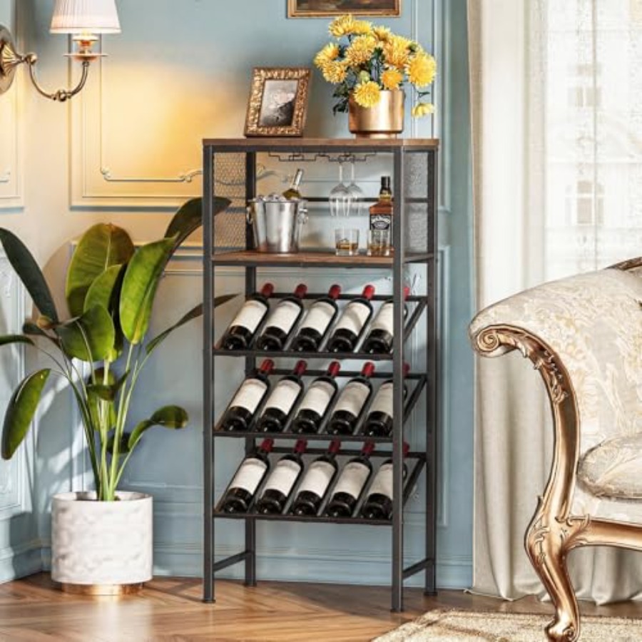 Corner Wine Rack with Glass Ho - Home Bar Stand review and price