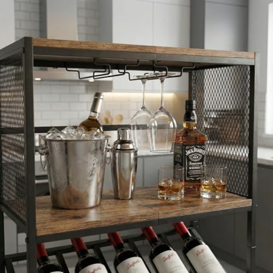 Corner Wine Rack with Glass Ho - Home Bar Stand review and price
