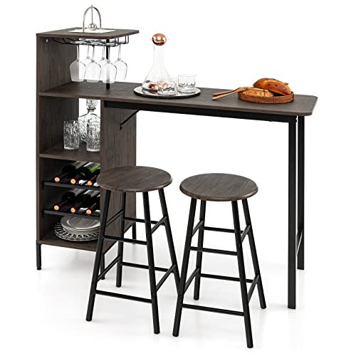 3-Piece Industrial Bar Set: Br - Home Bar Stools review and price