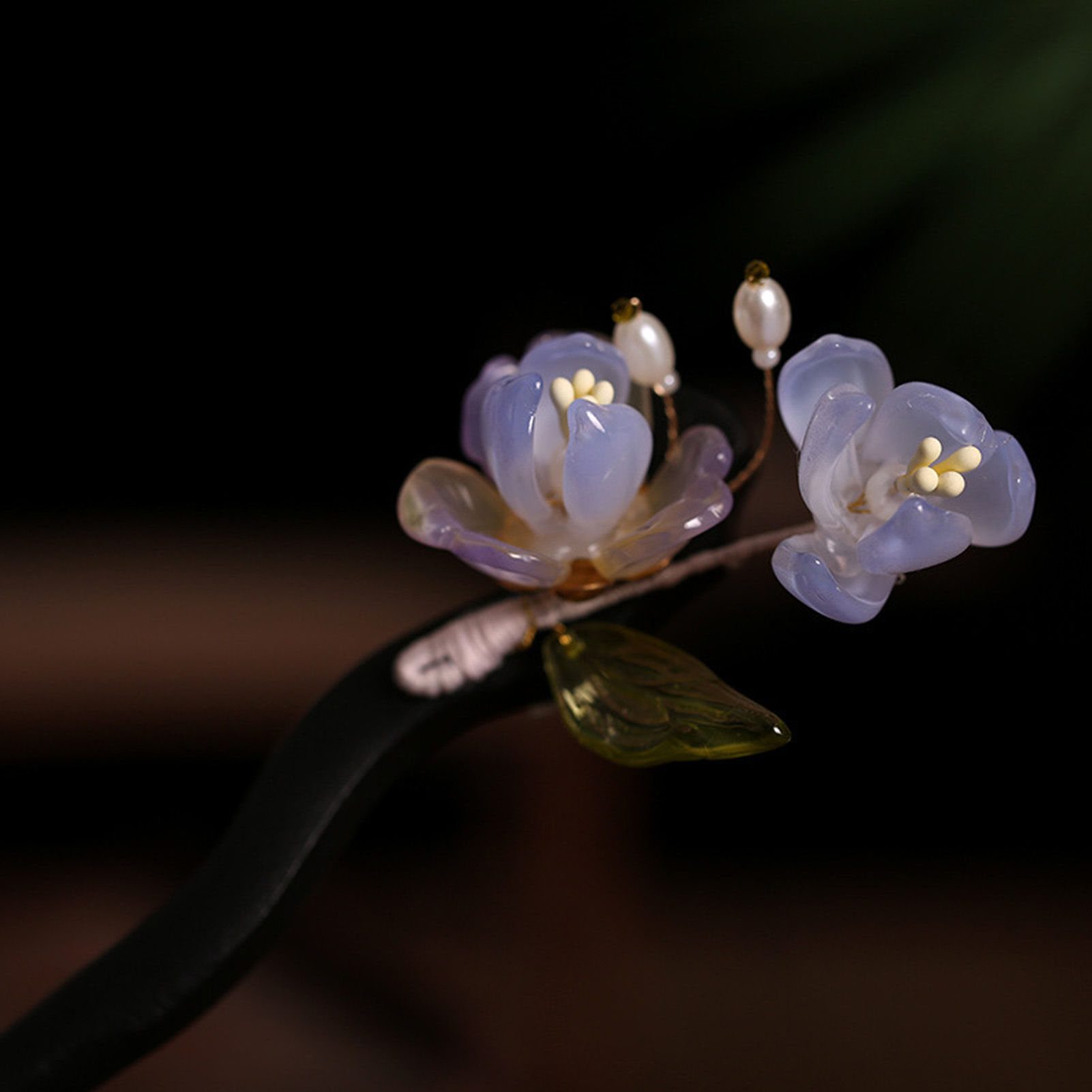 Vintage Wooden Flower Hairpin  - Old Fashioned Glass review and price