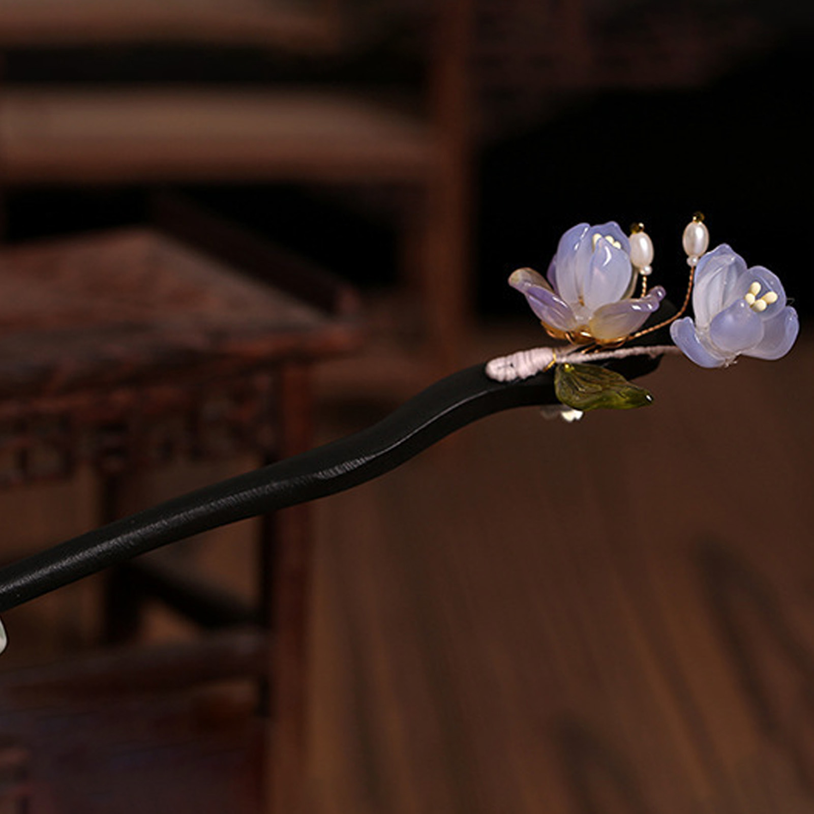 Vintage Wooden Flower Hairpin  - Old Fashioned Glass review and price