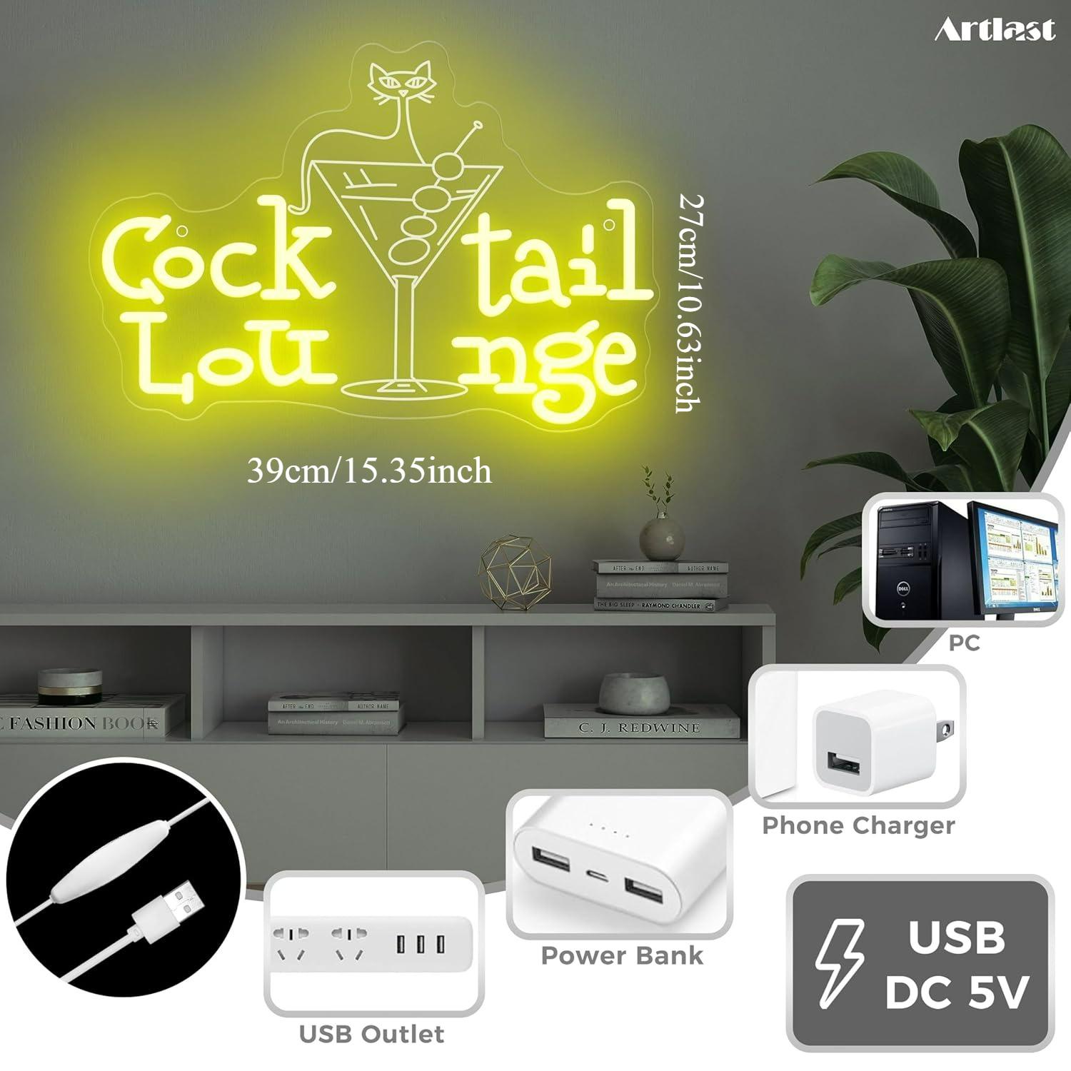 Cocktail Lounge Neon Sign Dimm - Home Bar Cafe review and price